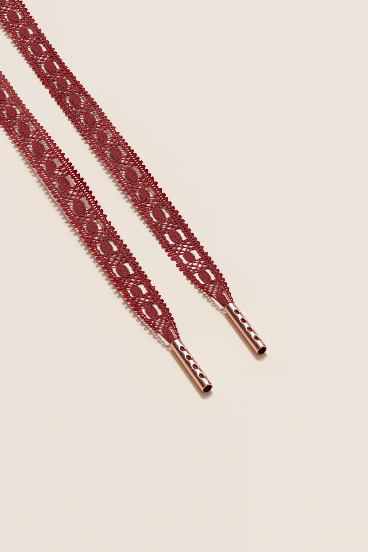 Senkels Cherry Crochet Shoelaces with Rose Gold Aglets