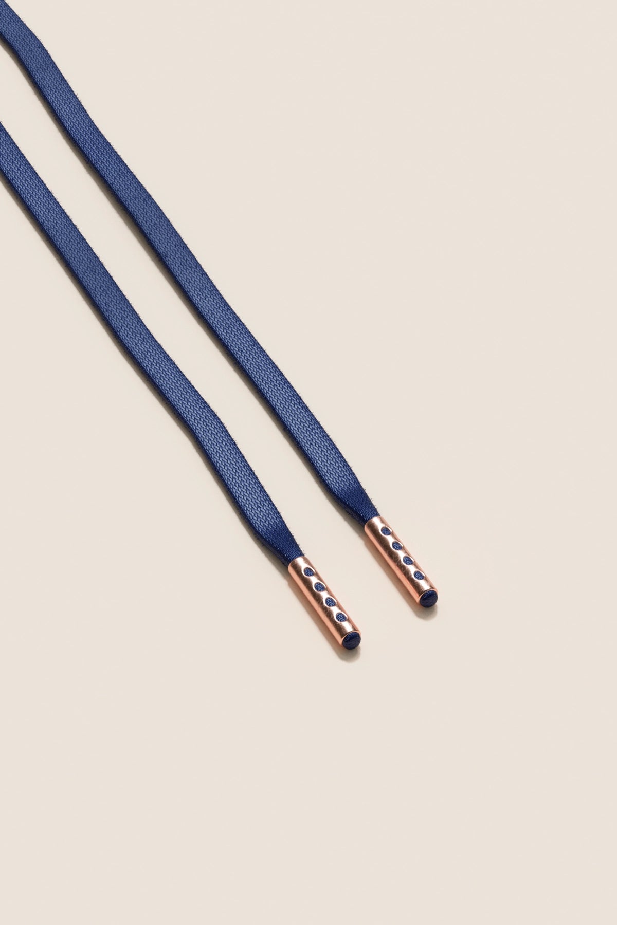 Senkels Navy 3mm Flat Waxed Shoelaces with Rose Gold Aglets