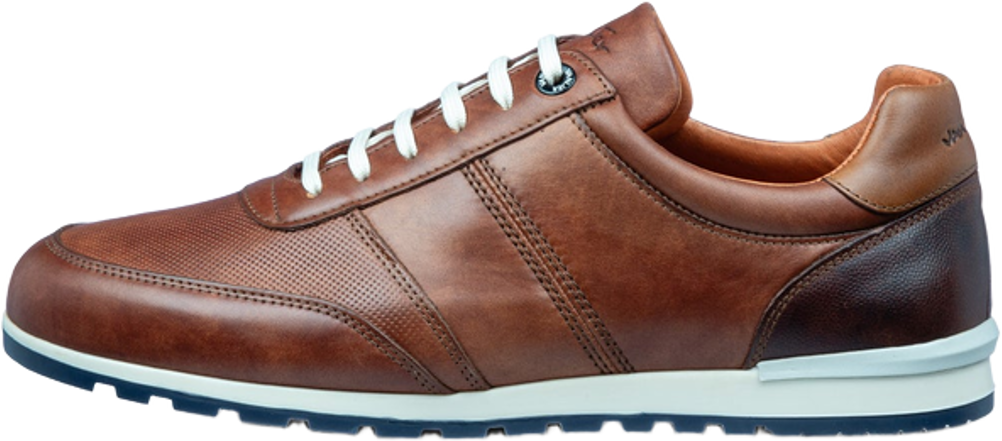 Find the right lacci for Vanlier Licht cognac gladleren Anzano sneaker at Senkels