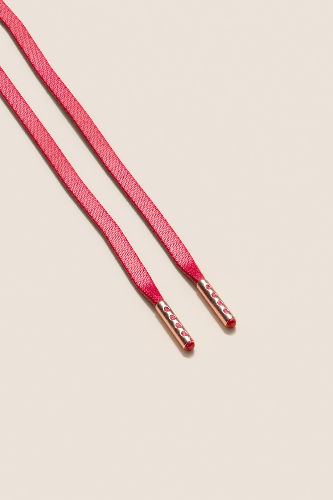 Senkels Cerise Pink 3mm Flat Waxed Shoelaces with Rose Gold Aglets
