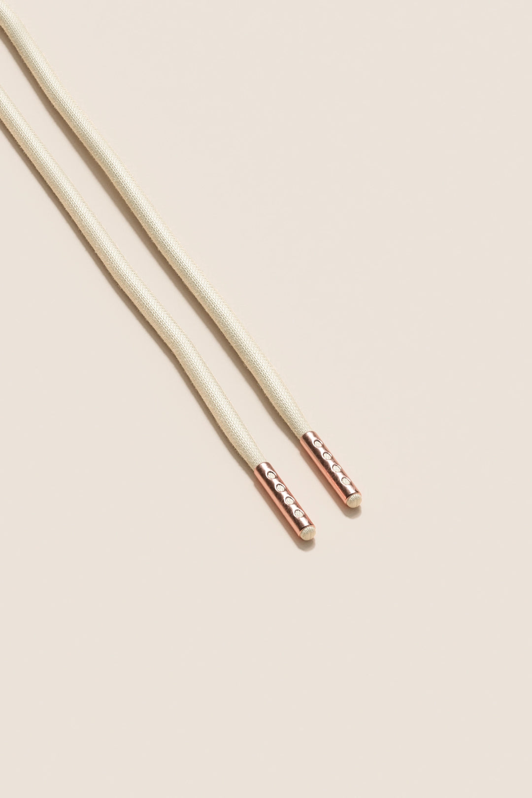 Senkels Cream 4mm Round Waxed Shoelaces with Rose Gold Aglets