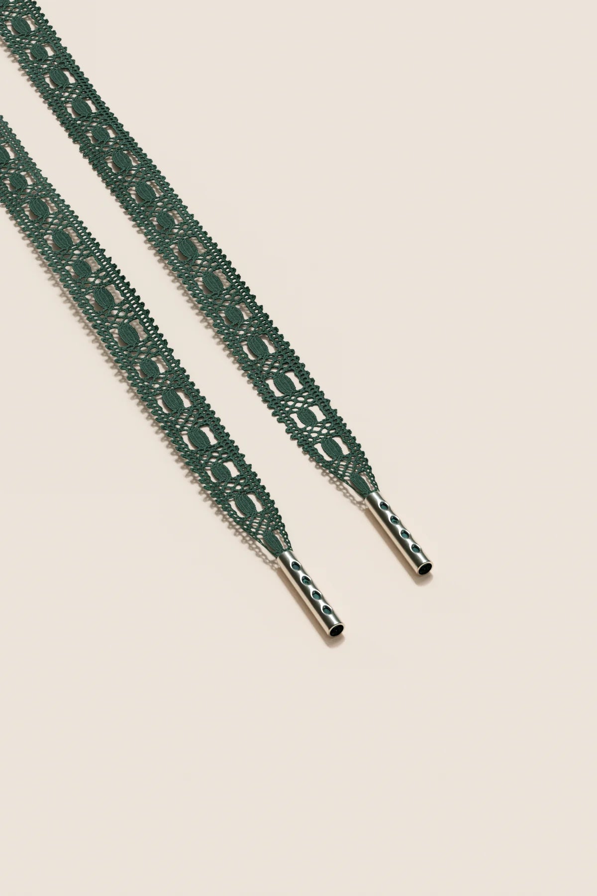 Senkels Grass Green Crochet Shoelaces with Nickel Aglets