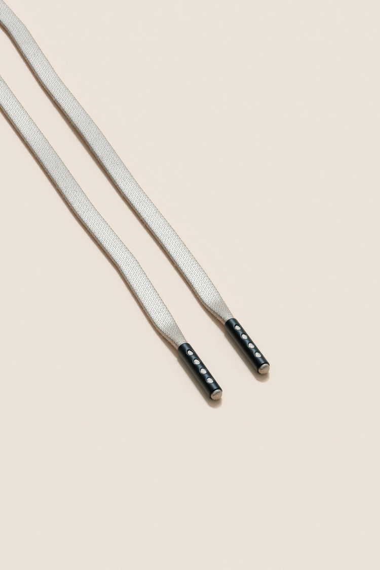 Senkels Nickel Grey 3mm Flat Waxed Shoelaces with Black Matte Aglets