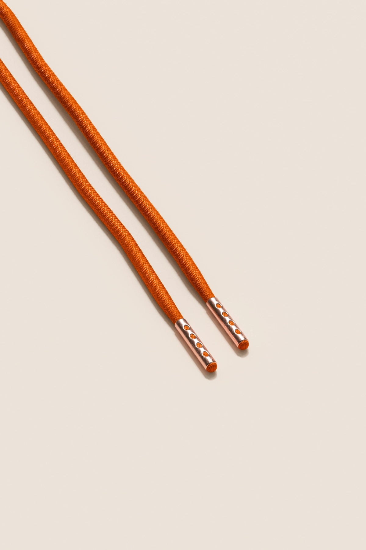 Senkels Orange 4mm Round Waxed Shoelaces with Rose Gold Aglets