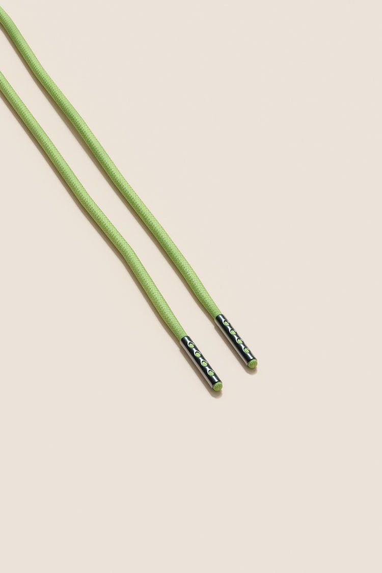 Senkels Pastel Green 2.5mm Round Waxed Shoelaces with Black Nickel Aglets