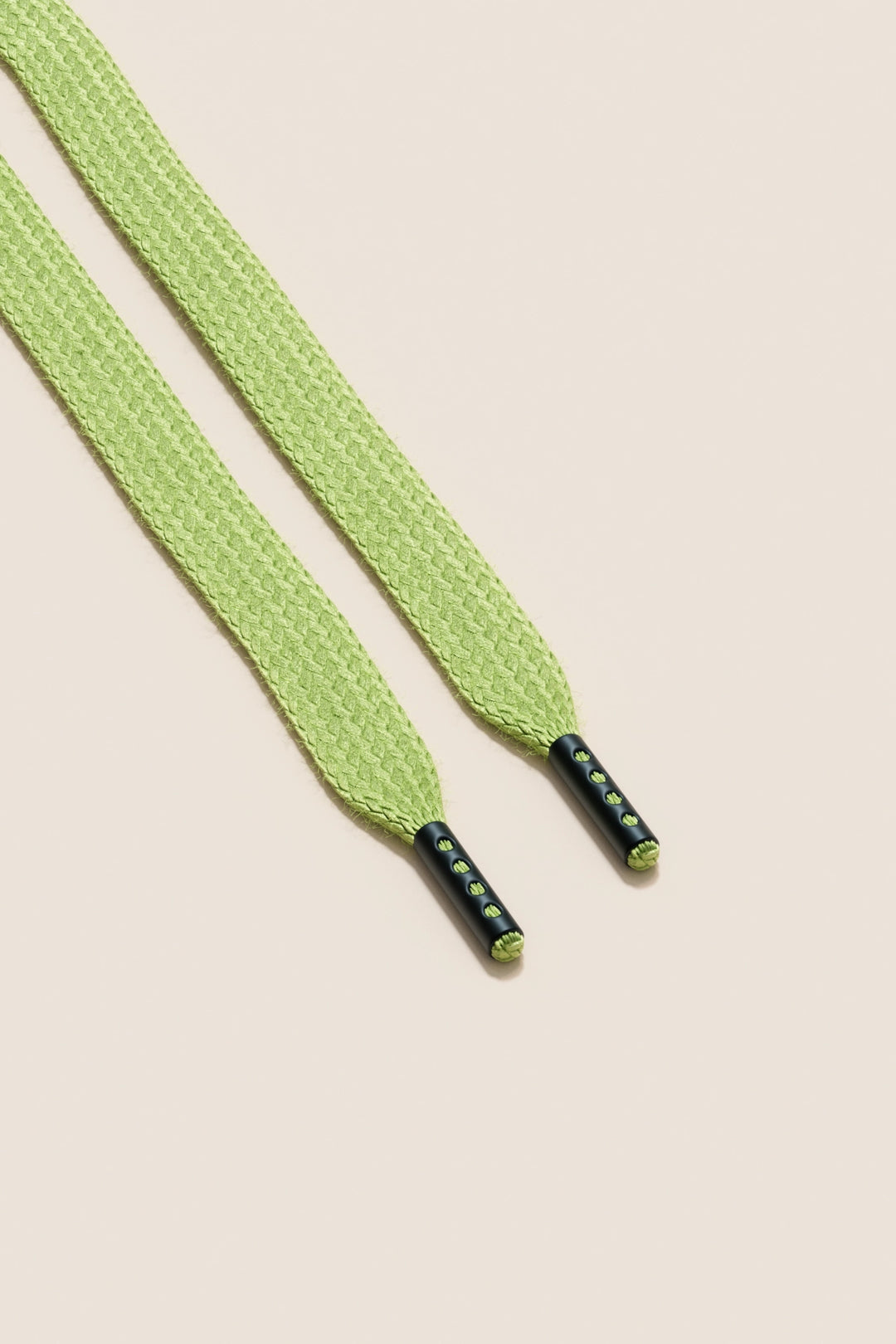 Senkels Pastel Green Sneaker Shoelaces with Black Matte Aglets