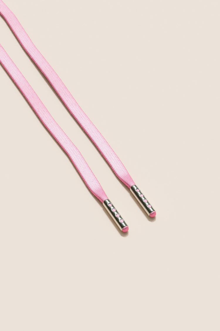 Senkels Pastel Pink 3mm Flat Waxed Shoelaces with Nickel Aglets