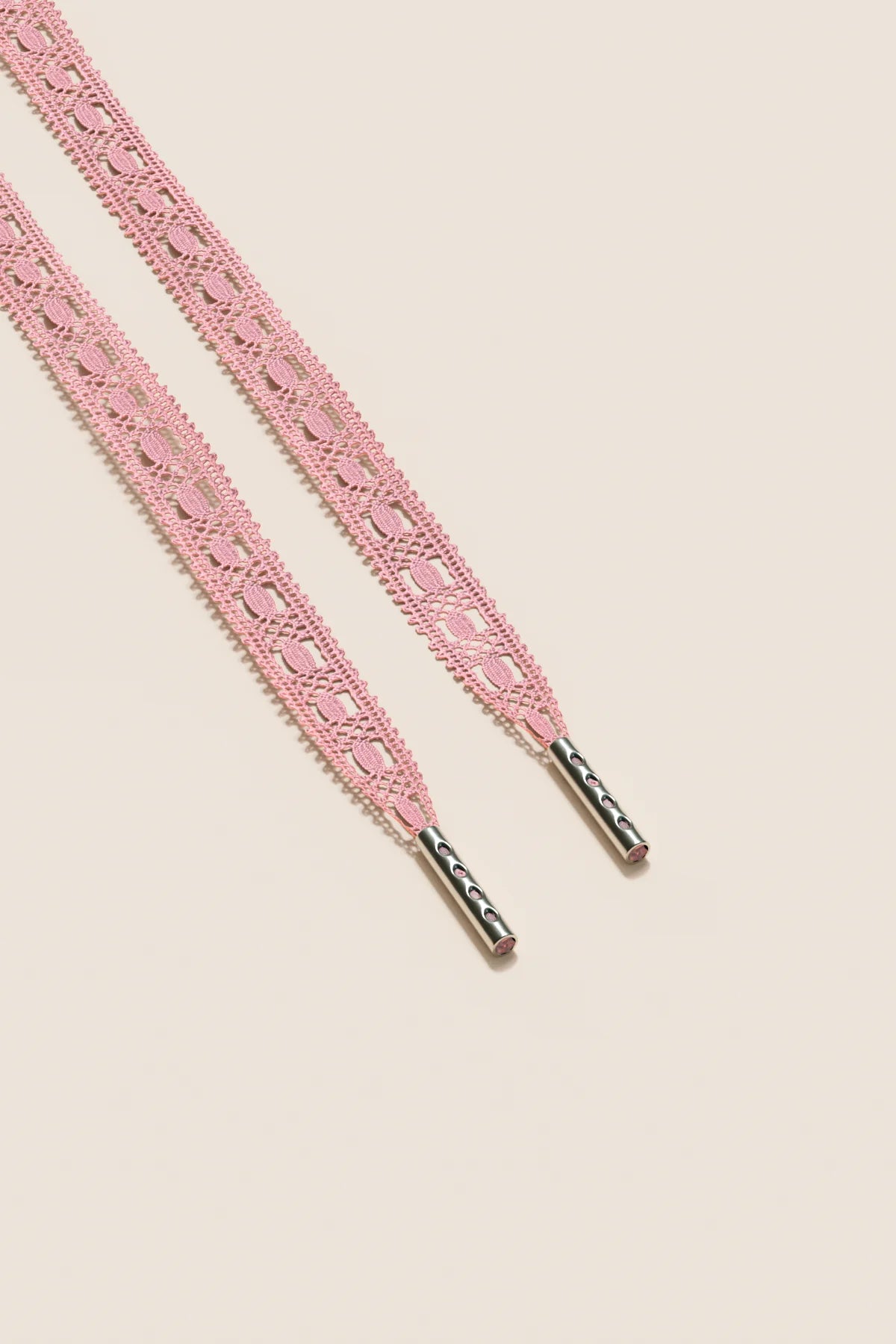 Senkels Pink Crochet Shoelaces with Nickel Aglets