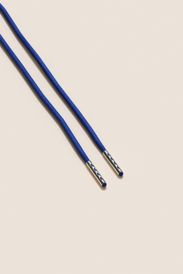 Senkels Sapphire Blue 2.5mm Round Waxed Shoelaces with Nickel Aglets