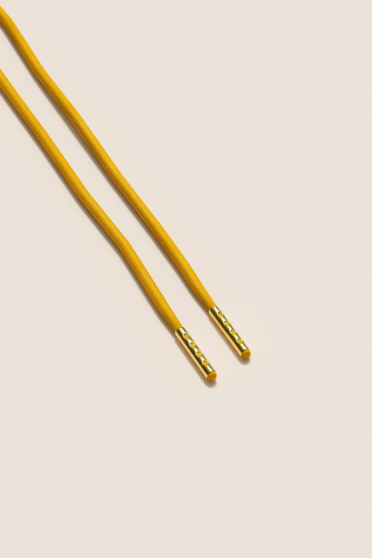Senkels Yellow 2.5mm Round Waxed Shoelaces with Gold Aglets