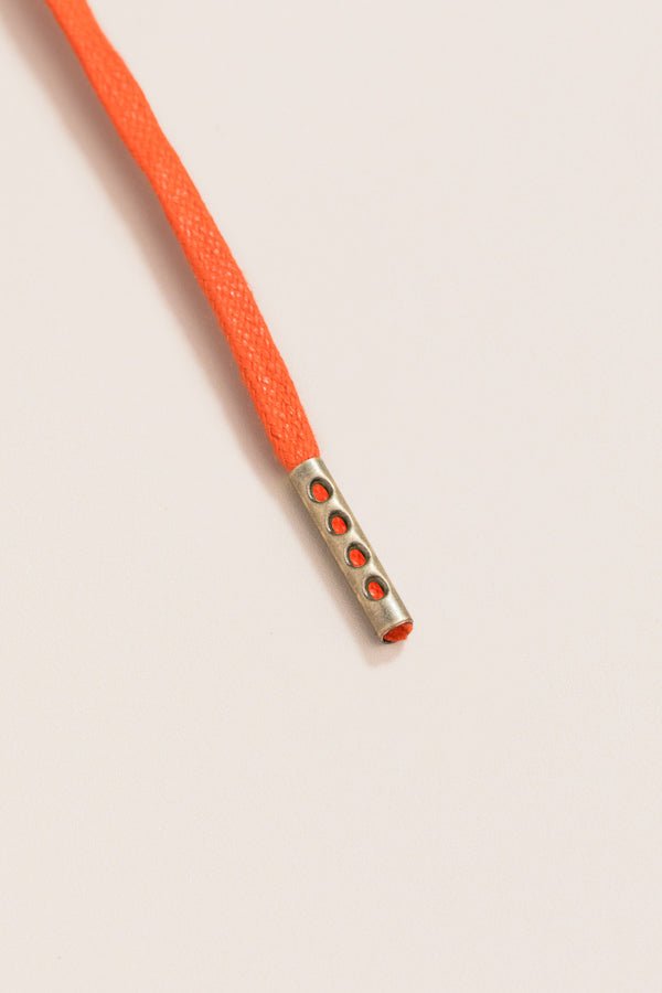 Orange - 4mm round waxed shoelaces for boots and shoes made from 100% organic cotton - Senkels
