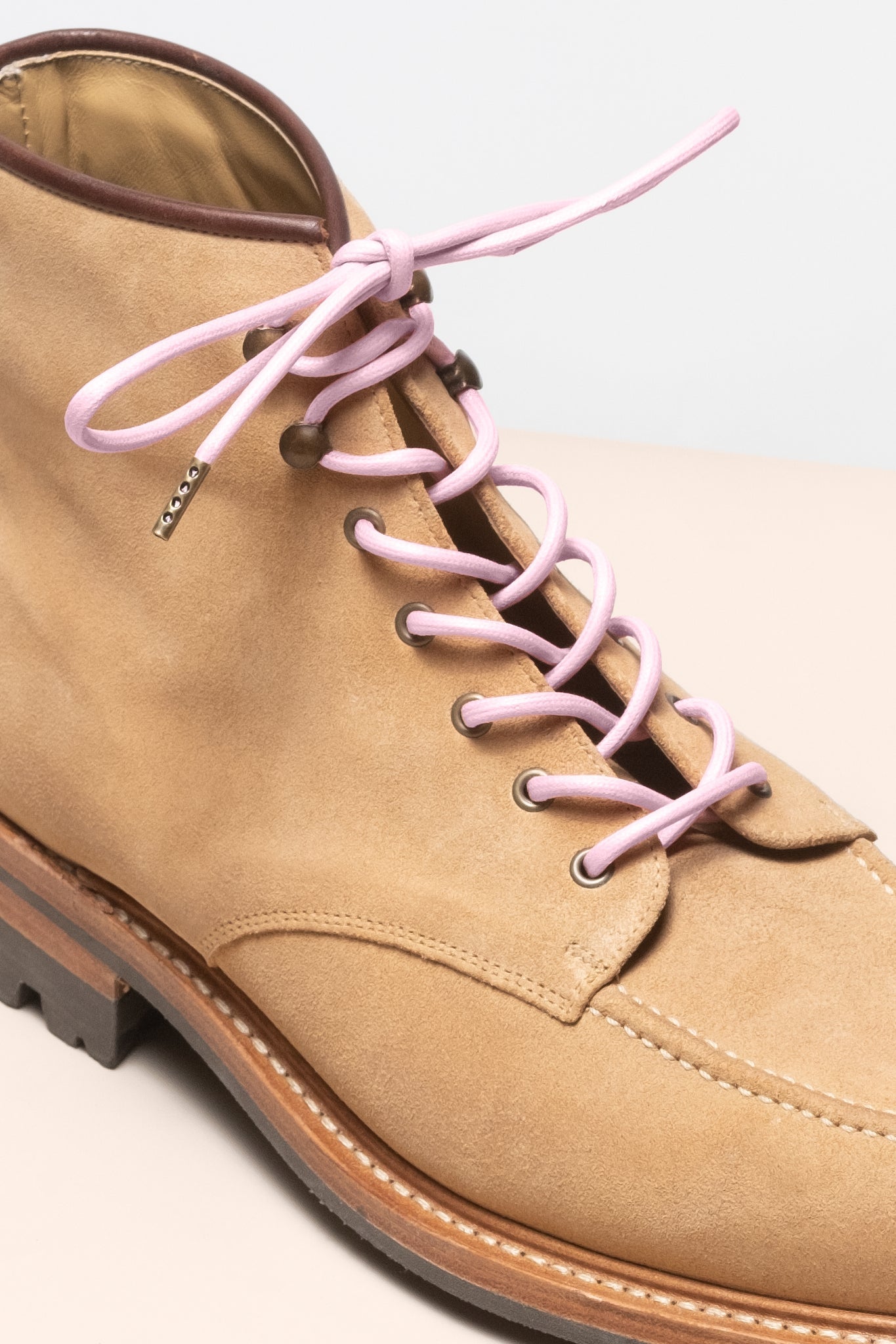 Pastel Pink - 4mm round waxed shoelaces for boots and shoes made from 100% organic cotton - Senkels